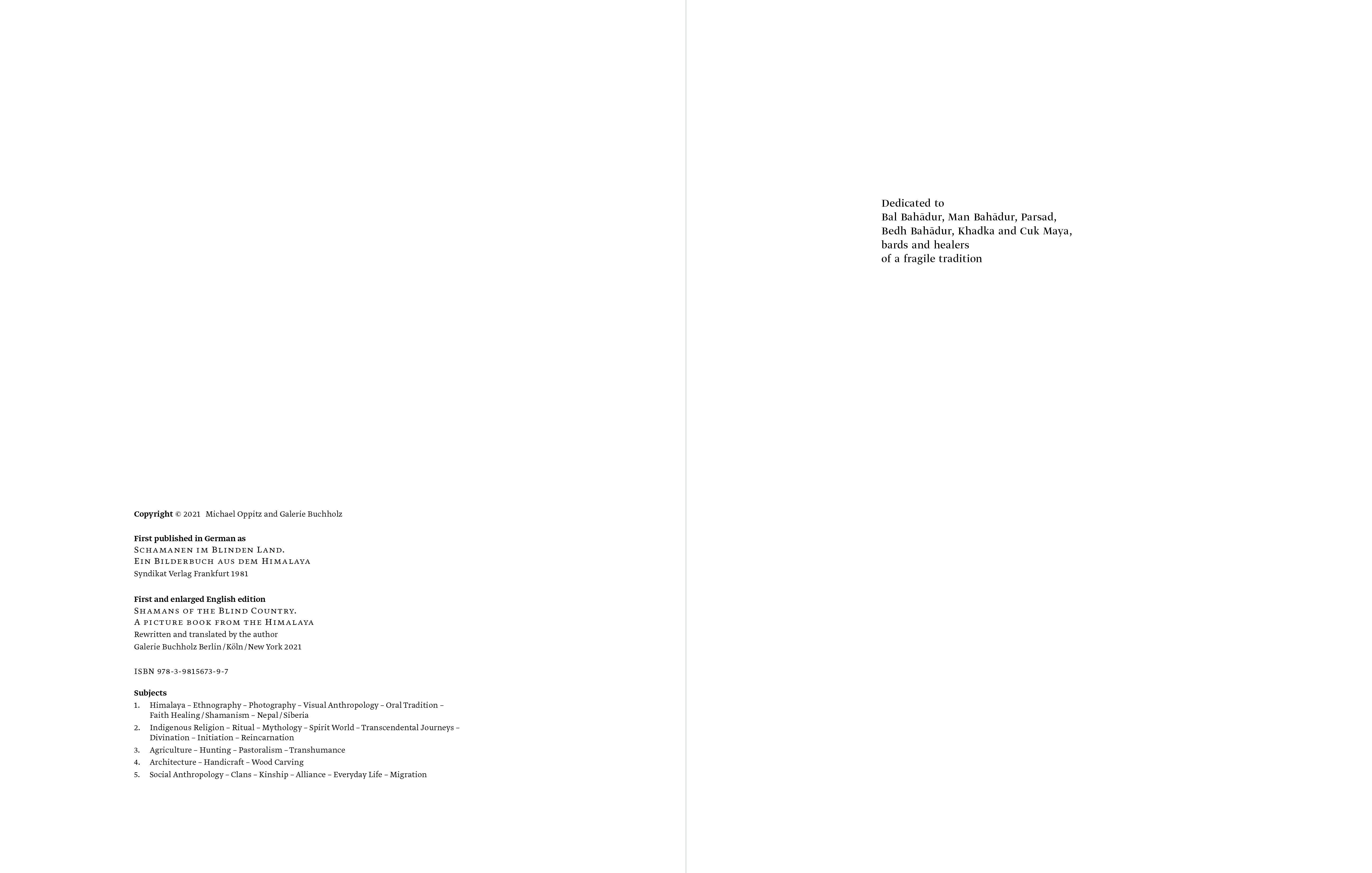 Galerie Buchholz | Michael Oppitz – Shamans of the Blind Country – 0203